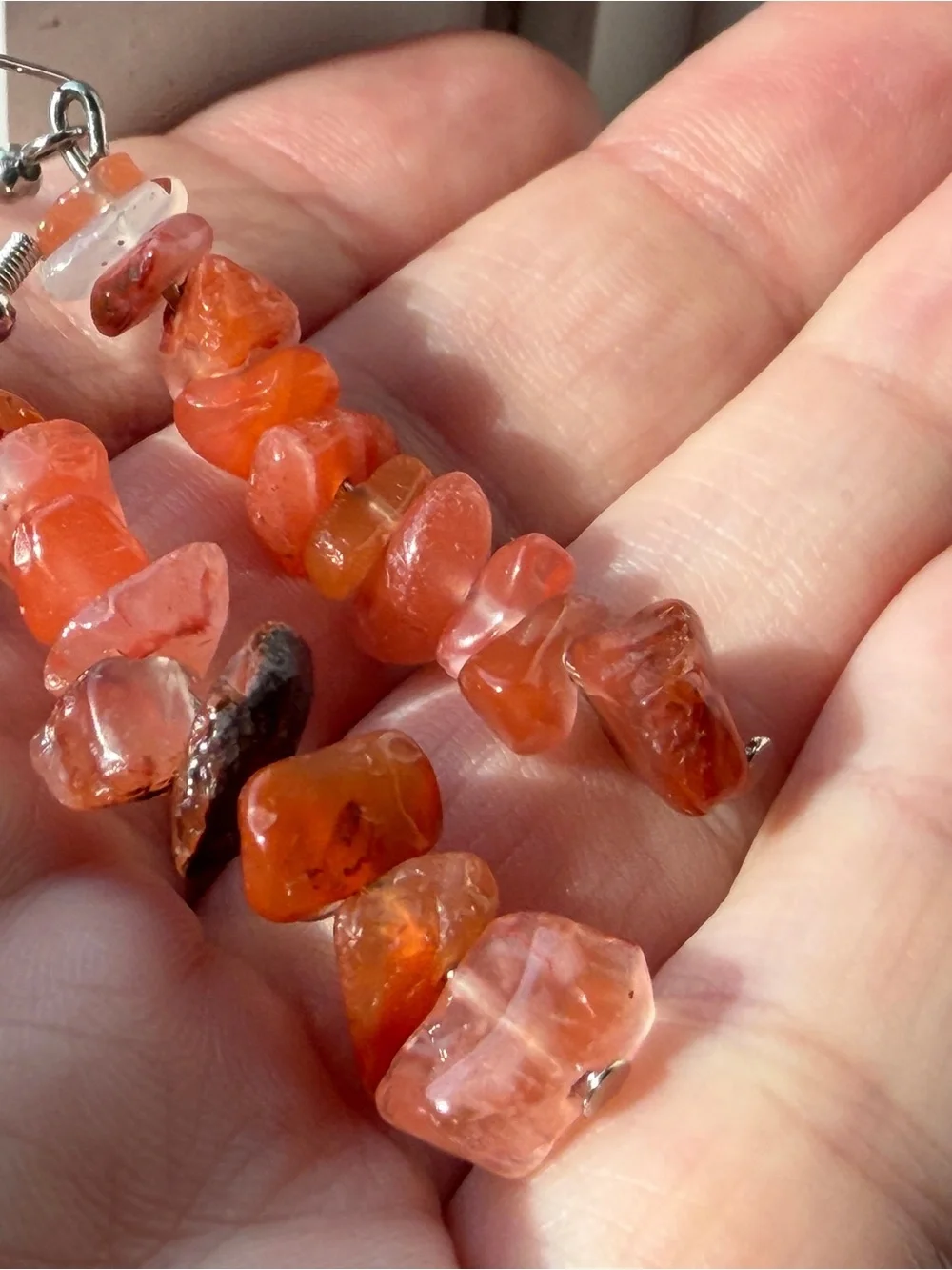 Orange Carnelian Chip Necklace - Polished Natural Stone